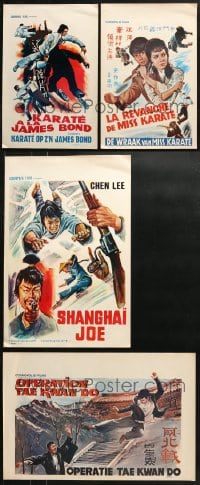 2y591 LOT OF 4 UNFOLDED KUNG FU BELGIAN POSTERS 1950s-1960s cool martial arts images!
