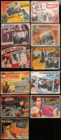 2y297 LOT OF 11 MEXICAN LOBBY CARDS FROM HUMPHREY BOGART MOVIES 1940s-1950s great scenes!