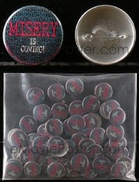 2y394 LOT OF 58 MISERY PIN-BACK BUTTONS 1990 Rob Reiner's horror is coming!