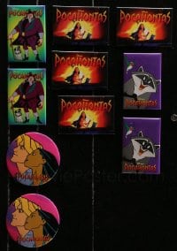 2y432 LOT OF 10 POCAHONTAS PIN-BACK BUTTONS 1995 Disney animation, cool character portraits!
