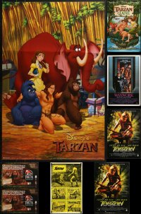 2y704 LOT OF 9 MOSTLY UNFOLDED MISCELLANEOUS POSTERS 1980s-1990s mostly images from Tarzan movies!