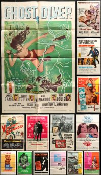 2y068 LOT OF 18 FOLDED ONE-SHEETS 1950s-1970s great images from a variety of different movies!