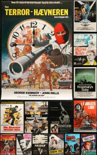 2y564 LOT OF 17 FORMERLY FOLDED DANISH POSTERS 1960s-1980s a variety of cool movie images!