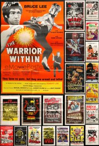 2y052 LOT OF 48 FOLDED KUNG FU ONE-SHEETS 1960s-1980s great images from martial arts movies!