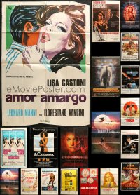 2y059 LOT OF 38 FOLDED SPANISH LANGUAGE ONE-SHEETS 1960s-1990s a variety of movie images!