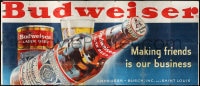 2z066 BUDWEISER billboard 1950s Making friends is our business, great art of giant beer bottle!