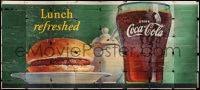 2z067 COCA-COLA billboard 1949 great artwork of hamburger on plate next to glass of soda pop!