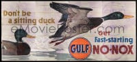 2z069 GULF OIL billboard 1960s cool art of birds on a pond, don't be a sitting duck, No-Nox!