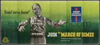 2z071 MARCH OF DIMES billboard 1940s boy with polio asking people to contribute & lend him a hand!