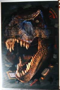 2z020 JURASSIC PARK 2 teaser lenticular 1sh 1997 Steven Spielberg, classic logo with T-Rex over red background!