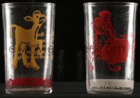 2z198 FERDINAND THE BULL 2 drinking glasses 1940s Walt Disney Silly Symphony, both with great art!