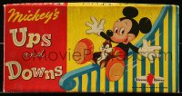 2z266 MICKEY MOUSE 6x12 English board game 1950s Ups & Downs, similar to Chutes & Ladders!