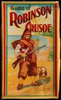 2z276 ROBINSON CRUSOE 8x14 board game 1930s super early Milton Bradley game, great cover art!