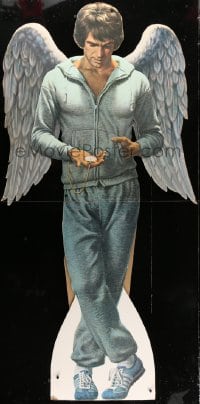 2z097 HEAVEN CAN WAIT standee 1978 Lettick art of angel Warren Beatty wearing sweats, football!