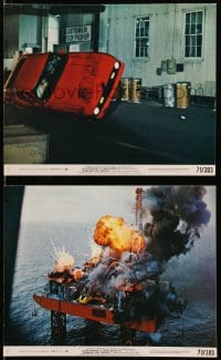 3a073 DIAMONDS ARE FOREVER 2 8x10 mini LCs 1971 James Bond 007, car stunt and oil rig explosion!