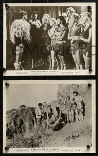 3a431 VIKING WOMEN & THE SEA SERPENT 9 8x10 stills 1958 art of sexy female warriors attacked on ship!