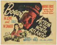 3b028 ACTION IN THE NORTH ATLANTIC TC 1943 great c/u of Humphrey Bogart + sexy Julie Bishop!