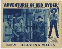 3b349 ADVENTURES OF RED RYDER chapter 8 LC 1940 Red Barry & Taliaferro w/ sheriff, Blazing Walls!