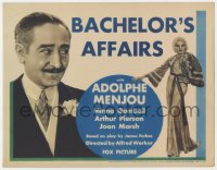 3b043 BACHELOR'S AFFAIRS TC 1932 c/u of Adolphe Menjoy + full-length Minna Gombell, very rare!