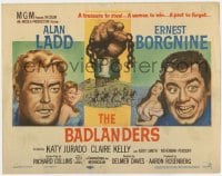 3b045 BADLANDERS TC 1958 cool art of Alan Ladd, Ernest Borgnine and shackled fist holding chain!