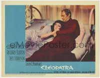 3b393 CLEOPATRA LC #6 1963 c/u of Rex Harrison as Caesar & Elizabeth Taylor cuddling in bed!