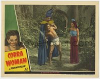 3b394 COBRA WOMAN LC 1944 sexy Maria Montez watches Lon Chaney Jr. as Hava restrain Sabu!