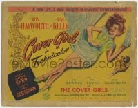 3b089 COVER GIRL TC 1944 sexy full-length Rita Hayworth laying down with flowing red hair!