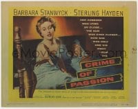 3b092 CRIME OF PASSION TC 1957 sexy Barbara Stanwyck reaches for gun to shoot Sterling Hayden!