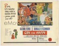 3b093 CRY FOR HAPPY TC 1960 Glenn Ford & Donald O'Connor take over a geisha house & the girls too!