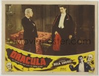 3b421 DRACULA linen LC #2 R1951 Tod Browning, wonderful c/u of vampire Bela Lugosi & Edward Van Sloan!