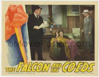 3b431 FALCON & THE CO-EDS LC 1943 Tom Conway & Edward Gargan w/ Cliff Clark in awkward situation!