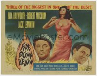 3b123 FIRE DOWN BELOW TC 1957 full-length sexy Rita Hayworth, Robert Mitchum & Jack Lemmon!