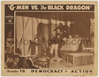 3b453 G-MEN VS. THE BLACK DRAGON chapter 15 LC 1943 chase scene in warehouse, Democracy in Action!