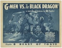 3b143 G-MEN VS. THE BLACK DRAGON chapter 8 TC 1943 cool pulp art, Beast of Tokyo, Republic serial!