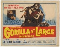 3b148 GORILLA AT LARGE TC 1954 great artwork of giant ape holding screaming sexy Anne Bancroft!