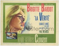 3b201 LA VERITE TC 1961 close up art of super sexy Brigitte Bardot, Henri-Georges Clouzot