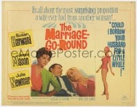 3b217 MARRIAGE-GO-ROUND TC 1960 Julie Newmar wants to borrow Susan Hayward's husband James Mason!
