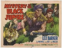 3b229 MYSTERY OF THE BLACK JUNGLE TC 1955 great artwork of Lex Barker with rifle & tiger in India!