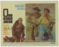 3b537 ONE EYED JACKS LC #7 1961 c/u of star & director Marlon Brando with Karl Malden on ground!