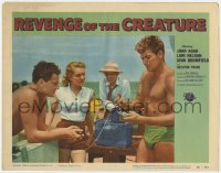 3b023 REVENGE OF THE CREATURE LC #2 1955 great c/u of guys in swimsuits injecting clam with serum!