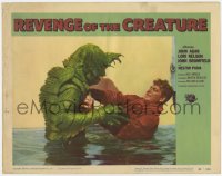 3b022 REVENGE OF THE CREATURE LC #7 1955 c/u of John Bromfield in water attacked by the monster!