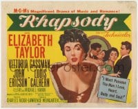 3b258 RHAPSODY TC 1954 Elizabeth Taylor, Vittorio Gassman, magnificent drama of romance & music!