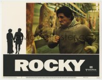 3b561 ROCKY LC #5 1977 close up of Sylvester Stallone pounding sides of beef in freezer!