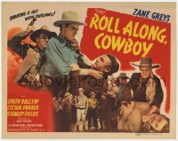 3b261 ROLL ALONG COWBOY TC R1947 Smith Ballew subdues bad guy on horse, written by Zane Grey!