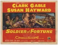 3b280 SOLDIER OF FORTUNE TC 1955 art of Clark Gable with gun by sexy Susan Hayward in Hong Kong!