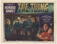 3b596 THING LC #6 1951 Howard Hawks classic horror, Margaret Sheridan stands behind men w/ weapons!