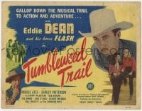 3b315 TUMBLEWEED TRAIL TC 1946 singing cowboy Eddie Dean & Flash gallop down the musical trail!