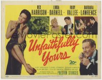3b317 UNFAITHFULLY YOURS TC 1948 Rex Harrison, sexy Linda Darnell, Rudy Vallee, Lawrence, Sturges
