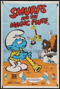 3c211 SMURFS & THE MAGIC FLUTE Aust 1sh 1980 feature cartoon, great Peyo art!