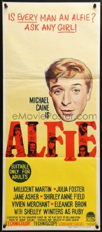 3c223 ALFIE Aust daybill 1966 British cad Michael Caine loves them and leaves them, ask any girl!